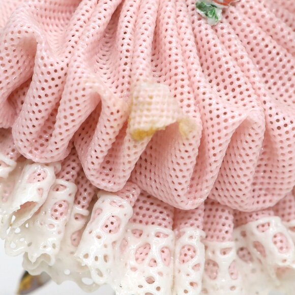 Vintage Dresden Lace Ballerina Figurine Pink Skirt Porcelain Collectible - Picture 6 of 8